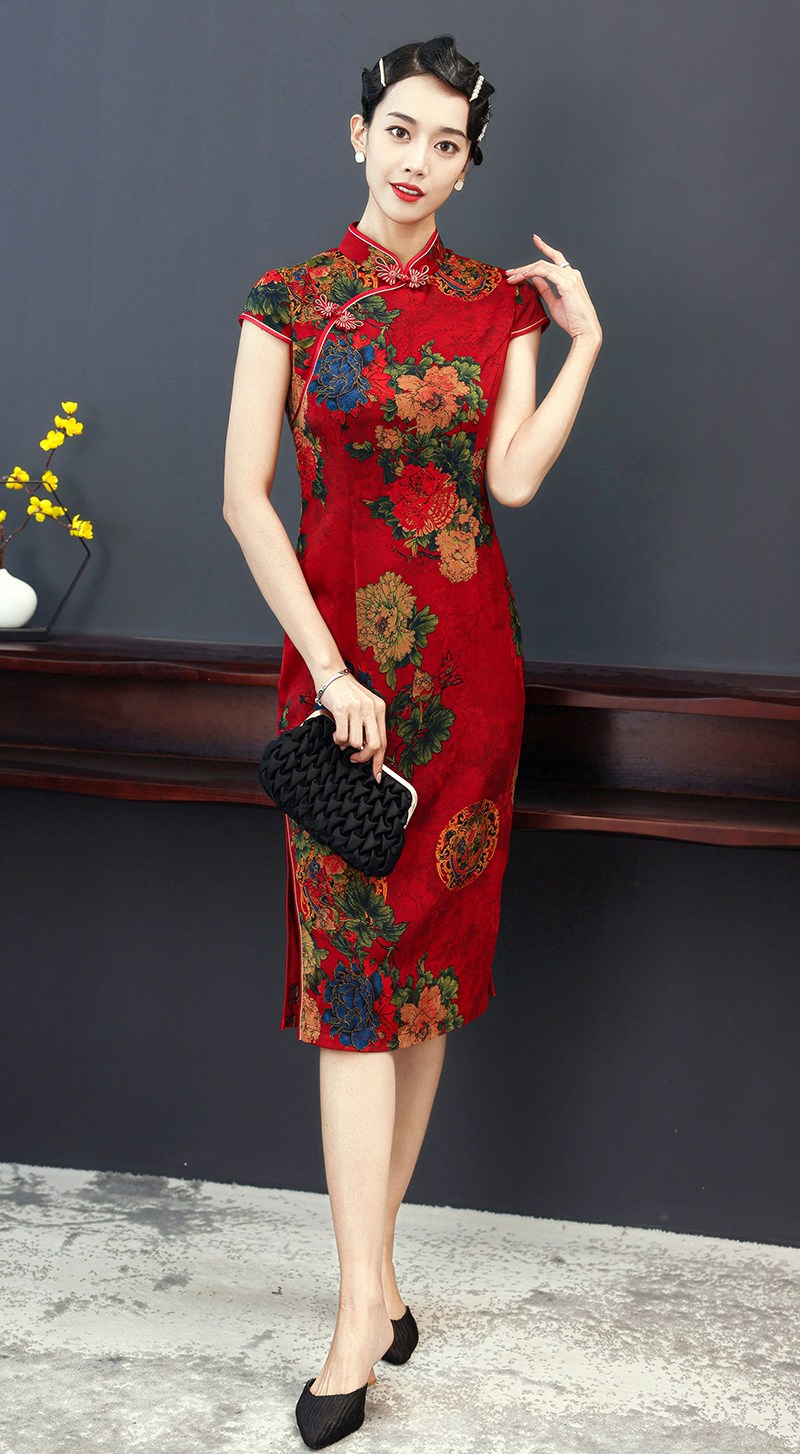 GAT-YRJ4928 Ladies' woven cheongsam dress spring and summer
