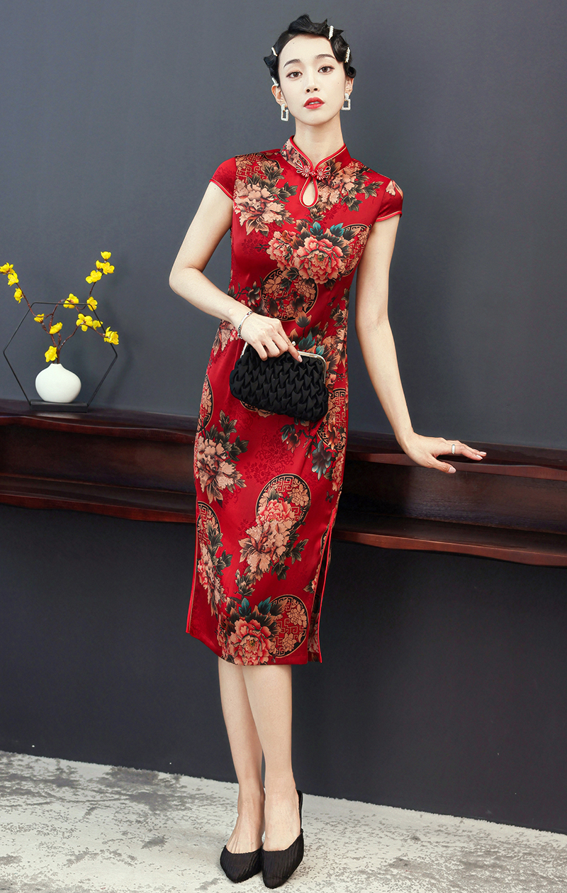 GAT-YRJ5458  Ladies' woven cheongsam dress spring and summer